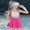 Zaclotre Skorts Skirts for Girls Elastic High Waisted Tennis Skirt with 2 Pockets Athletic Golf Workout Sports Shorts Rose Red view 2