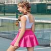 Zaclotre Skorts Skirts for Girls Elastic High Waisted Tennis Skirt with 2 Pockets Athletic Golf Workout Sports Shorts Rose Red view 3