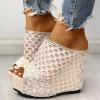 ZBYY Sandals for Women,Summer Thick Bottomed Fish Mouth Hollow Dressy Sandals Comfort Casual Platform Wedge Slippers view 3