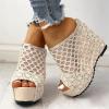 ZBYY Sandals for Women,Summer Thick Bottomed Fish Mouth Hollow Dressy Sandals Comfort Casual Platform Wedge Slippers view 4