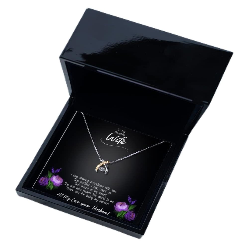 Wishbone Dancing Necklace Luxury Box to My Beautiful Wife Necklace, Gift for Wife, Gift from Husband, Necklace for Wife, Jewelry Gift, Anniversary g