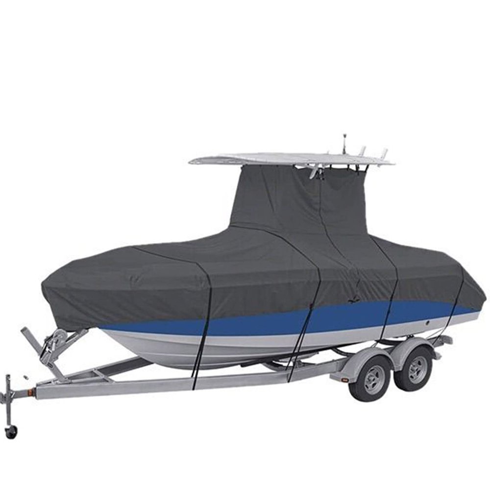 16-24FT T-Top Boat Cover 420D Waterproof Center Console Yacht Cover Winter Snow Cover Sunshade Dustproof Cover Heavy Duty Marine Cover,Black,16