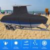 16-24FT T-Top Boat Cover 420D Waterproof Center Console Yacht Cover Winter Snow Cover Sunshade Dustproof Cover Heavy Duty Marine Cover,Black,16 view 2