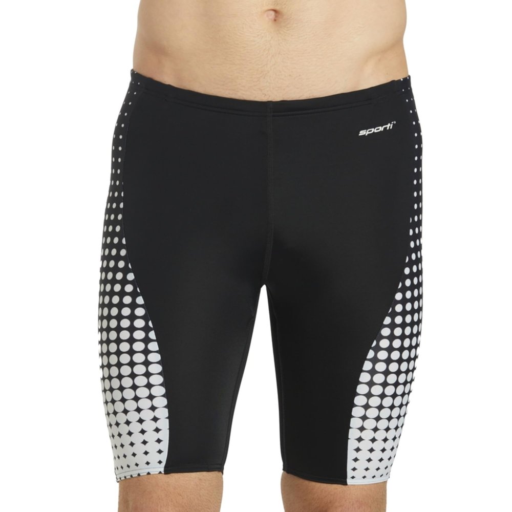 Sporti Jammers Swimsuit for Men, Molecule Piped Splice Jammer Swimsuit - Black/White - 38