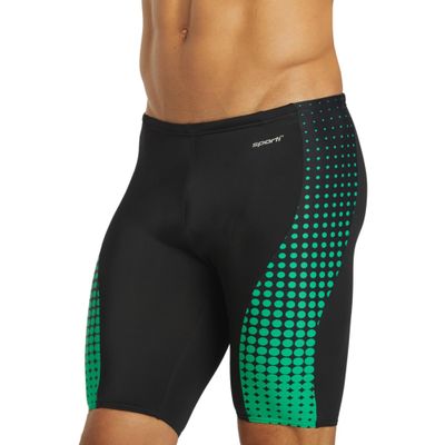 Sporti Jammers Swimsuit for Men, Molecule Piped Splice Jammer Swimsuit - Green/Black - 26