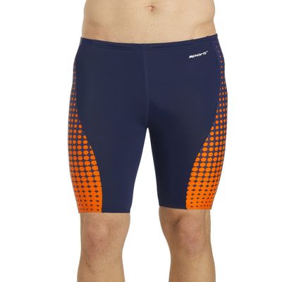 Sporti Molecule Piped Splice Jammer Swimsuit - Navy/Orange - 28