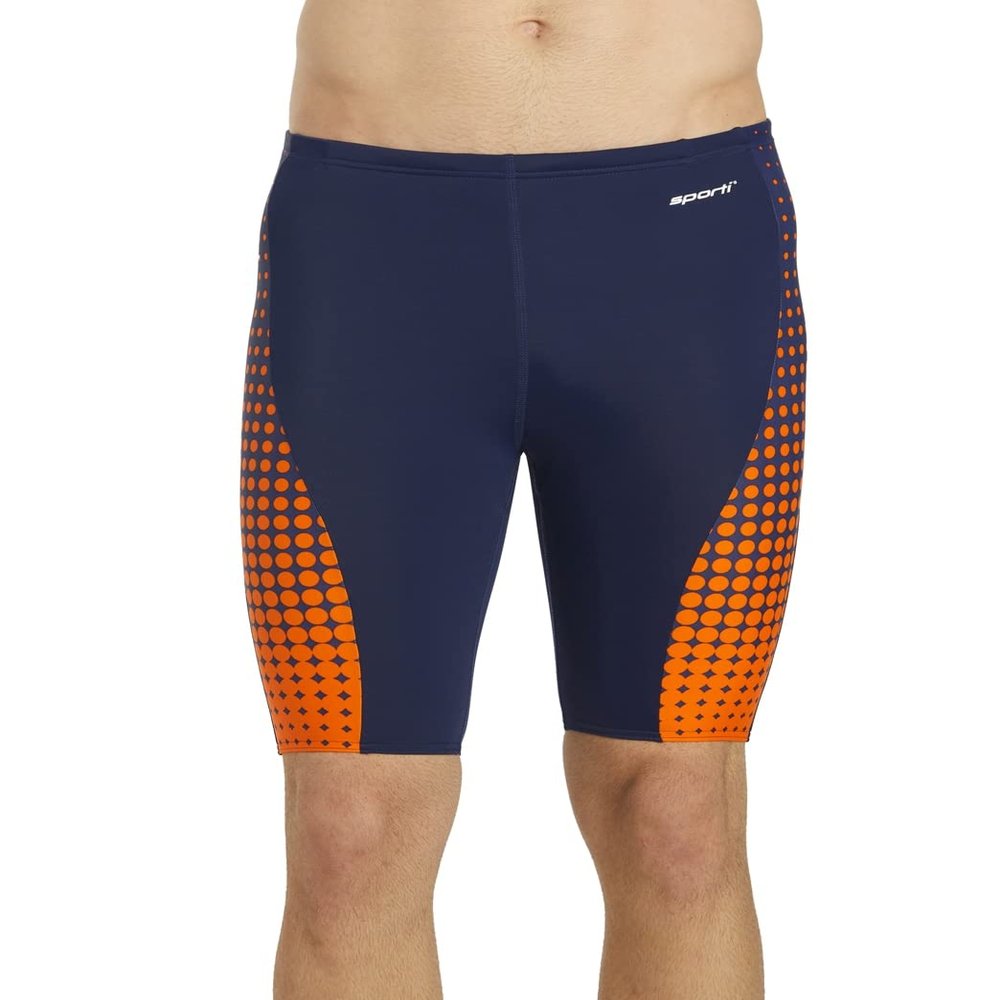 Sporti Molecule Piped Splice Jammer Swimsuit - Navy/Orange - 28