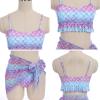 Mommy and Me Swimsuits Two Piece Bathing Suit Mermaid Print Family Matching Bikini Swimwear Summer Beach Wear Kids Toddler Girl Swimsuits Women Bathing Suit Pink Blue-Mermaid 7-8 Years view 3