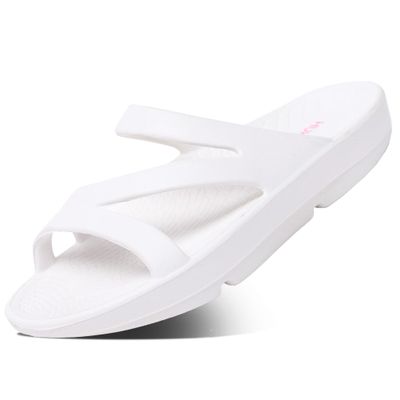 HUHV Z Strap Unisex Recovery Comfort Slide Sandals - White, Men's 8/ Women's 10 M