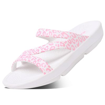 HUHV Z Strap Unisex Recovery Comfort Slide Sandals - Rose Leopard, Men's 8/ Women's 10 M