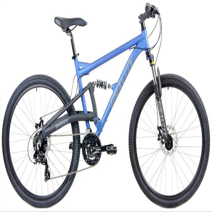 Gravity FSX 27.5 DLX24 Dual Suspension with Disc Brakes Mountain Bike 27.5 in 650b Wheels Satin Blue (21 inch = Large/XLrg fits* 6'2" to 6'5")