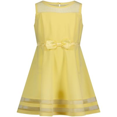 Calvin Klein Girls' Sleeveless Party Dress, Fit and Flare Silhouette, Round Neckline & Back Zip Closure, Light Yellow, 6X