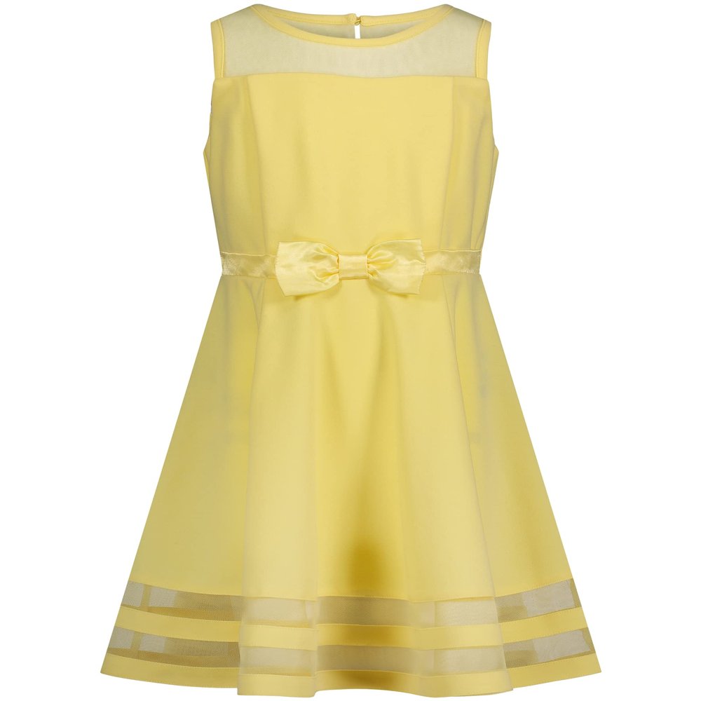 Calvin Klein Girls' Sleeveless Party Dress, Fit and Flare Silhouette, Round Neckline & Back Zip Closure, Light Yellow, 6X