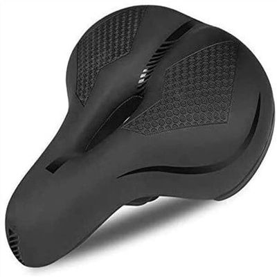 SMSOM Bike Saddles, Bike Seat, Bicycle Seat for Men Women, Waterproof Wide Bicycle Saddle, Universal Fit for Stationary, Exercise, Indoor, Mountain, Road Bikes (Black)