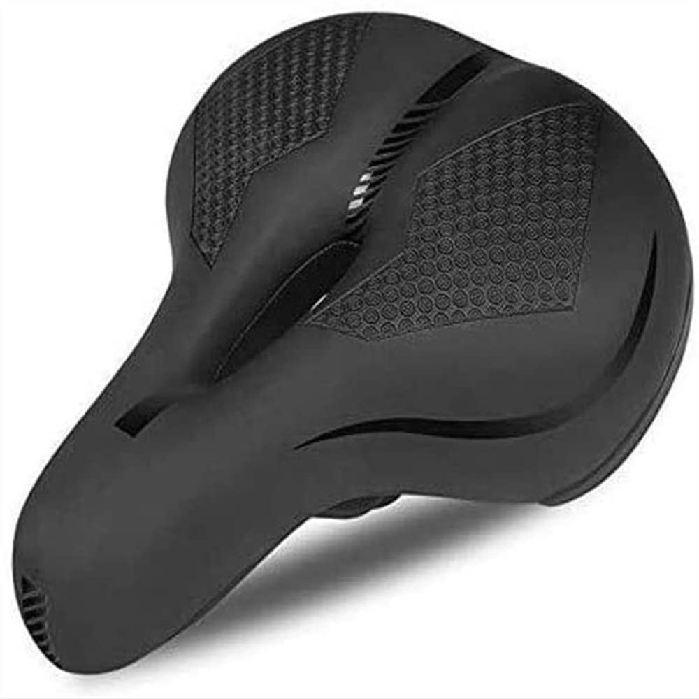 SMSOM Bike Saddles, Bike Seat, Bicycle Seat for Men Women, Waterproof Wide Bicycle Saddle, Universal Fit for Stationary, Exercise, Indoor, Mountain, Road Bikes (Black)