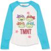 Teenage Mutant Ninja Turtles girls Tmnt Long Sleeve Raglan T-shirt - 4-16 T Shirt, Cream/Blue, 10 12 US view 1
