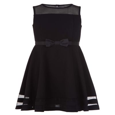 Calvin Klein Girls' Sleeveless Party Dress, Fit and Flare Silhouette, Round Neckline & Back Zip Closure, Black/Ballerina, 8