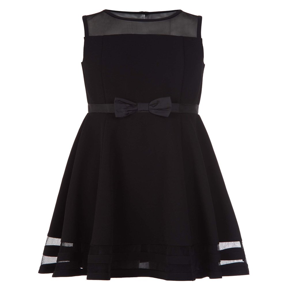 Calvin Klein Girls' Sleeveless Party Dress, Fit and Flare Silhouette, Round Neckline & Back Zip Closure, Black/Ballerina, 8