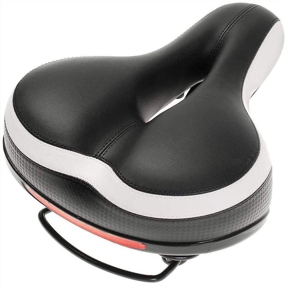 SMSOM Bike Seat, Bicycle Saddle, Waterproof Replacement Leather Bicycle Seat Cushion, Wide Bicycle Saddle, Suitable for Mountain Bikes, Road Bikes