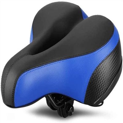 SMSOM Bike Seat, Bicycle Saddle, Wide Bicycle Seat Replacement Saddle, Waterproof Leather Bike Saddle, Universal Fit for Indoor Outdoor Bike for Women and Men