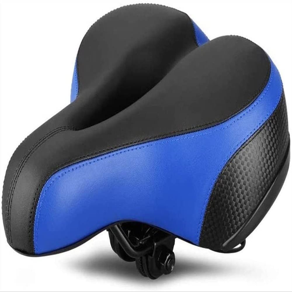 SMSOM Bike Seat, Bicycle Saddle, Wide Bicycle Seat Replacement Saddle, Waterproof Leather Bike Saddle, Universal Fit for Indoor Outdoor Bike for Women and Men