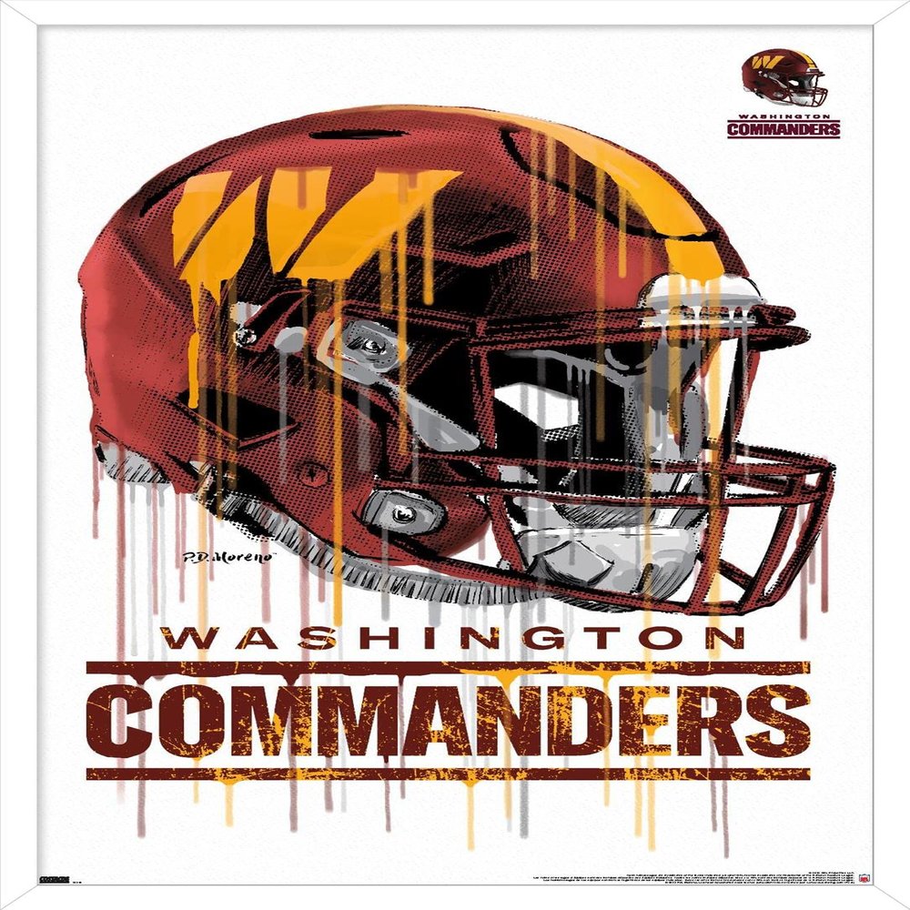Trends International NFL Washington Commanders - Drip Helmet 22 Wall Poster, 22.375" x 34", White Framed Version