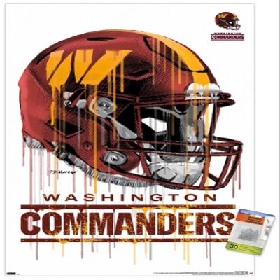 Trends International NFL Washington Commanders - Drip Helmet 22 Wall Poster, 22.37" x 34.00", Premium Poster & Push Pin Bundle