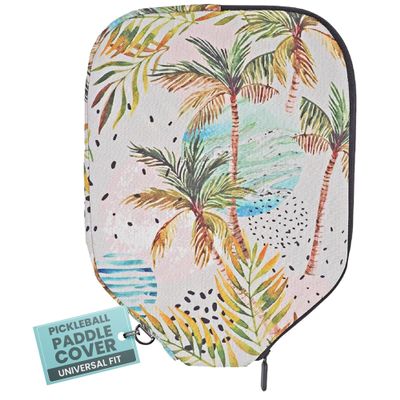 Palms-O-Aces Pickleball Paddle Cover | Canvas Padded Pickleball Paddles Sleeve with Zipper | Lightweight Protective Paddle Case for Standard Paddles | Paddle Cover Accessory | Circled Palms