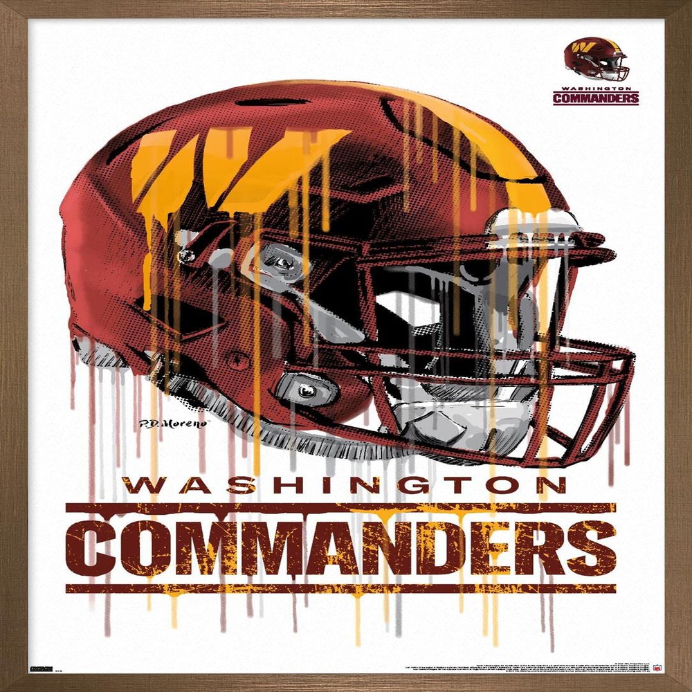 Trends International NFL Washington Commanders - Drip Helmet 22 Wall Poster, 22.375" x 34", Bronze Framed Version