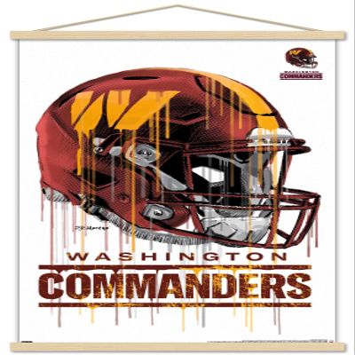 Trends International NFL Washington Commanders - Drip Helmet 22 Wall Poster, 22.375" x 34", Premium Print and Beechwood Hanger Bundle