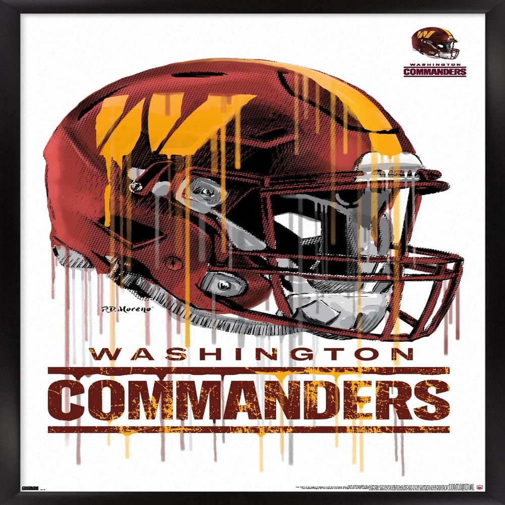 Trends International NFL Washington Commanders - Drip Helmet 22 Wall Poster, 14.725" x 22.375", Black Framed Version