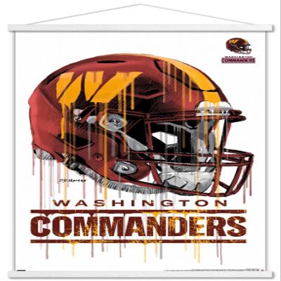 Trends International NFL Washington Commanders - Drip Helmet 22 Wall Poster, 22.375" x 34", Premium Print and White Hanger Bundle
