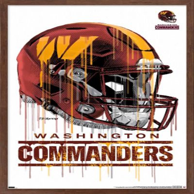 Trends International NFL Washington Commanders - Drip Helmet 22 Wall Poster, 14.725" x 22.375", Mahogany Framed Version
