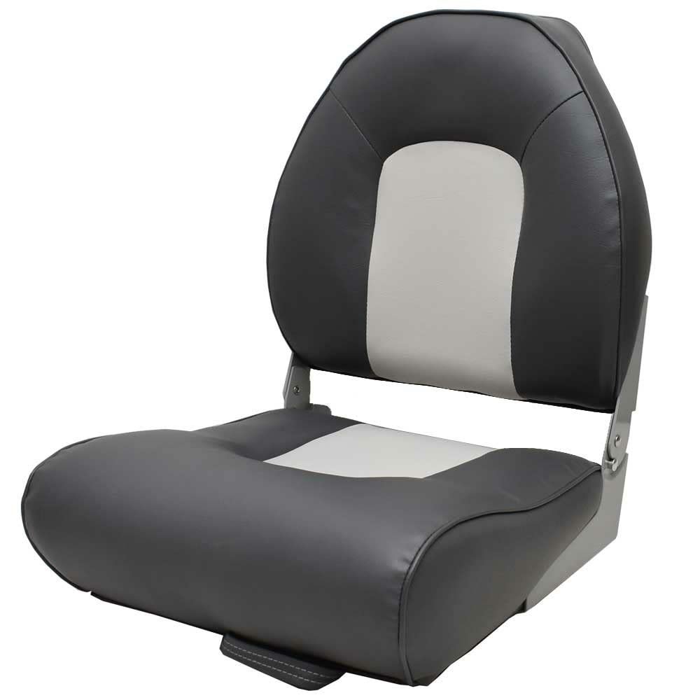 Boat Folding Fishing Seat 75116GC | High Back Winged Charcoal Gray