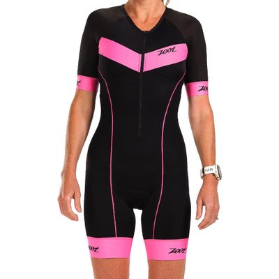 Zoot Womens Core Aero Tri Racesuit  Short Sleeve Triathlon Suit Made from Italian Primo Fabric, 3 Pockets and Bike Padding (Blush, XX-Large)