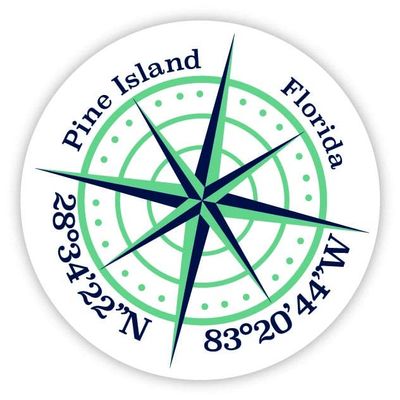 Pine Island Florida 2-Inch Vinyl Decal Sticker Latitude Longitude Compass Design