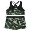 Daenrui Kids Girls 2 Piece Sports Gymnastics Dance Outfits Crop Tank Top with Booty Shorts Active Workout Sets Camouflage 16 Years view 4