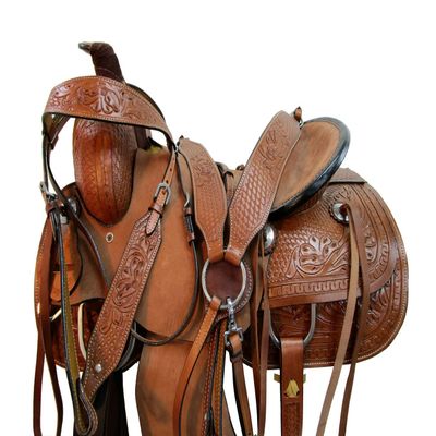 18 17 16 15 /Rodeo Western Saddle Ranch Roping Roper Tooled Leather Horse TACK (15 in)