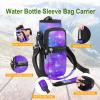 AORTDES 25/32/40/64oz Water Bottle Bag Holder Carrier-Insulated Crossbody Sling Case Sleeve with Strap & Pockets for Men Women Gym Cycling Travel Walking Hiking Camping (Purple Galaxy, 40oz) view 3