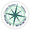 Lake Santee Indiana 2-Inch Vinyl Decal Sticker Latitude Longitude Compass Design view 1