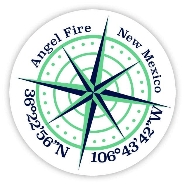 Angel Fire New Mexico 2-Inch Vinyl Decal Sticker Latitude Longitude Compass Design