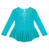 Agoky Kid Girls Shiny Figure Ice Skating Dress Long Sleeve Gymnastic Leotard Dress Roller Skater Ballet Dance Dress Dancewear Lake Green 9-10 Years view 4