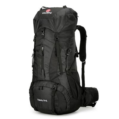 Hiking Backpack for Men and Women 70L+5L Waterproof Lightweight Camping Daypack with Rain Cover - Frameless (black-b)
