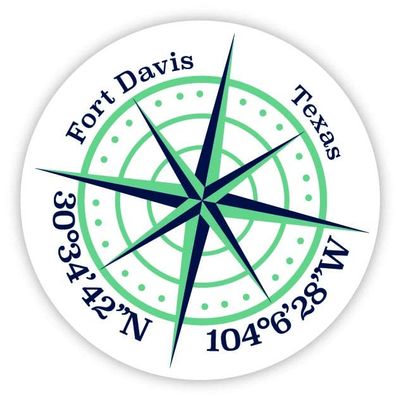 Fort Davis Texas 2-Inch Vinyl Decal Sticker Latitude Longitude Compass Design