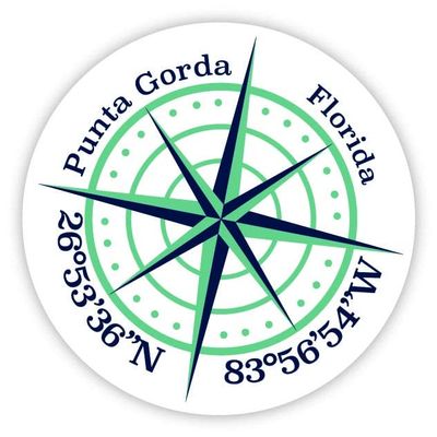 Punta Gorda Florida 2-Inch Vinyl Decal Sticker Latitude Longitude Compass Design