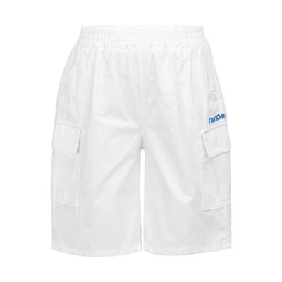 FEESHOW Boys' Pull on Cargo Shorts Kids Summer Beach Elastic Waist Hot Pants Bottom with Multi Pockets White 9-10 Years