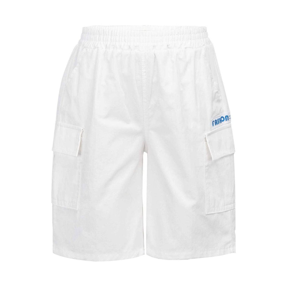 FEESHOW Boys' Pull on Cargo Shorts Kids Summer Beach Elastic Waist Hot Pants Bottom with Multi Pockets White 9-10 Years