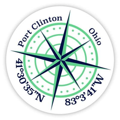 Port Clinton Ohio 2-Inch Vinyl Decal Sticker Latitude Longitude Compass Design