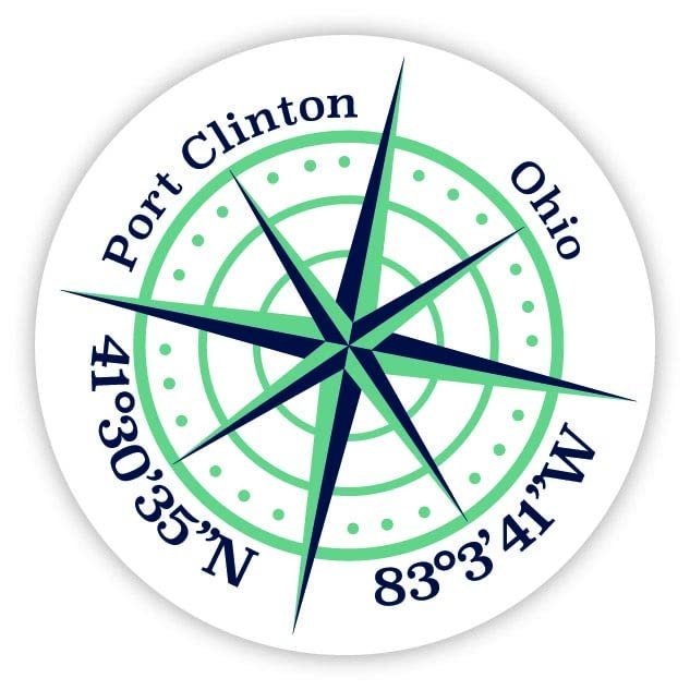 Port Clinton Ohio 2-Inch Vinyl Decal Sticker Latitude Longitude Compass Design