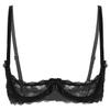 Oyolan Women's Sexy 1/4 Cup Push Up Underwire Shelf Bra Adjustable Strap Sponge Padded Brassiere Underwear Black B 4X-Large view 1